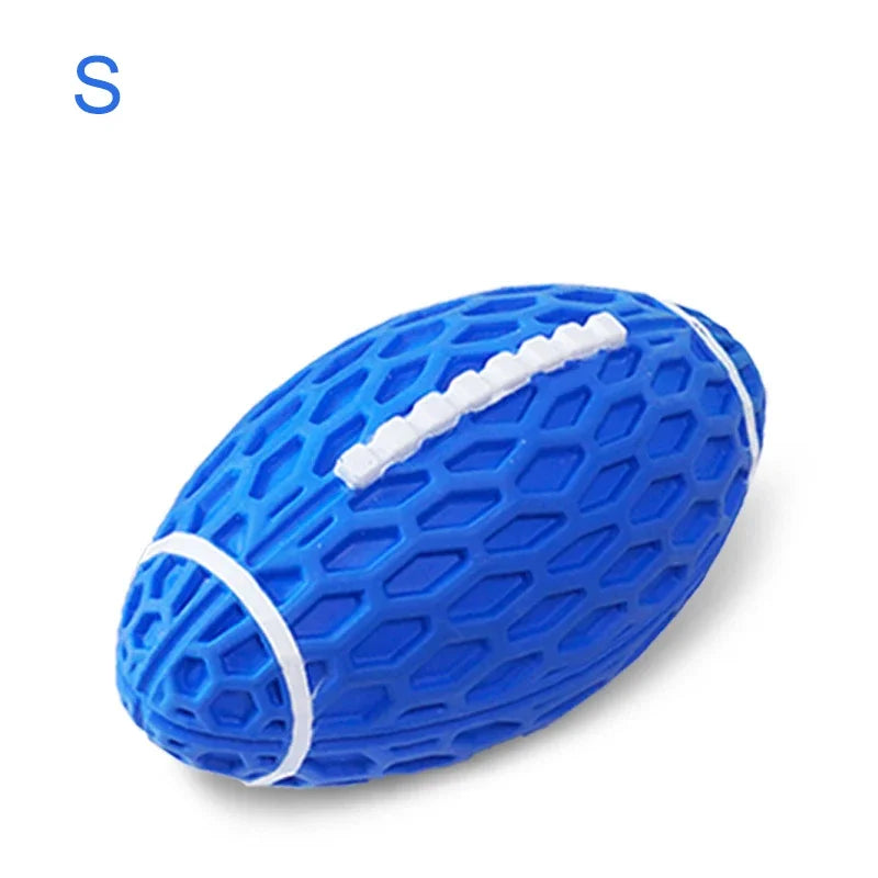 Rubber Pet Dog Toy Rugby Football Squeaky Sounding Ball Teeth Cleaning Chew Toy Interactive Play Pet Supplies Accessories