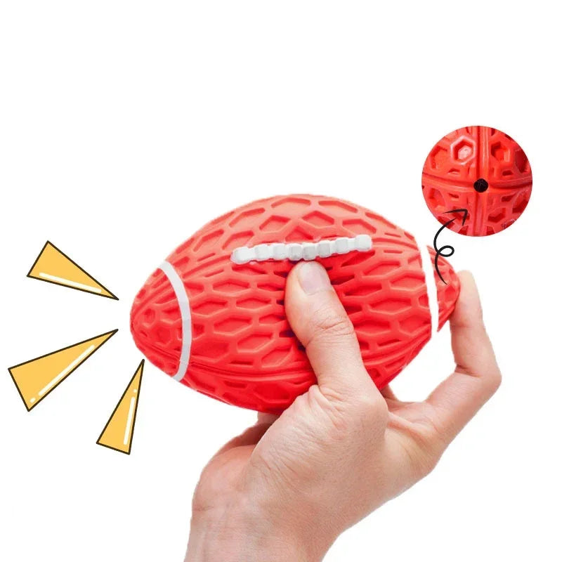 Rubber Pet Dog Toy Rugby Football Squeaky Sounding Ball Teeth Cleaning Chew Toy Interactive Play Pet Supplies Accessories