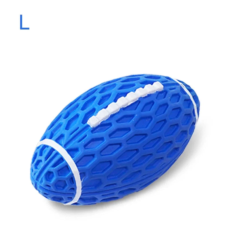 Rubber Pet Dog Toy Rugby Football Squeaky Sounding Ball Teeth Cleaning Chew Toy Interactive Play Pet Supplies Accessories