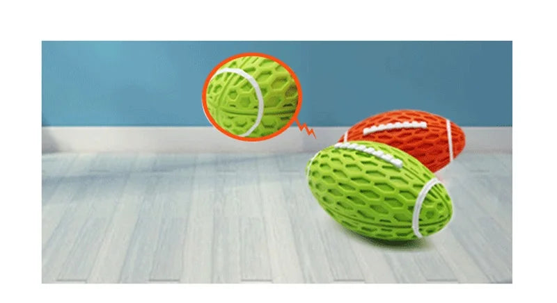 Rubber Pet Dog Toy Rugby Football Squeaky Sounding Ball Teeth Cleaning Chew Toy Interactive Play Pet Supplies Accessories