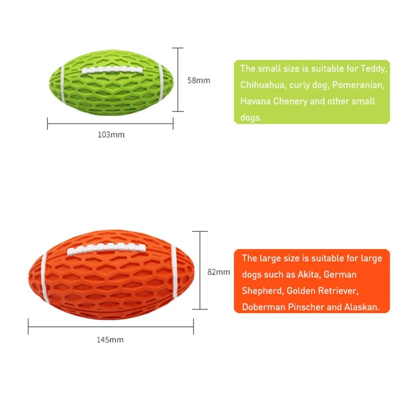 Rubber Pet Dog Toy Rugby Football Squeaky Sounding Ball Teeth Cleaning Chew Toy Interactive Play Pet Supplies Accessories